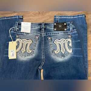 Miss Me Blue Boot Cut Jeans with Embroidered Pockets Gone Rogue Line NWT